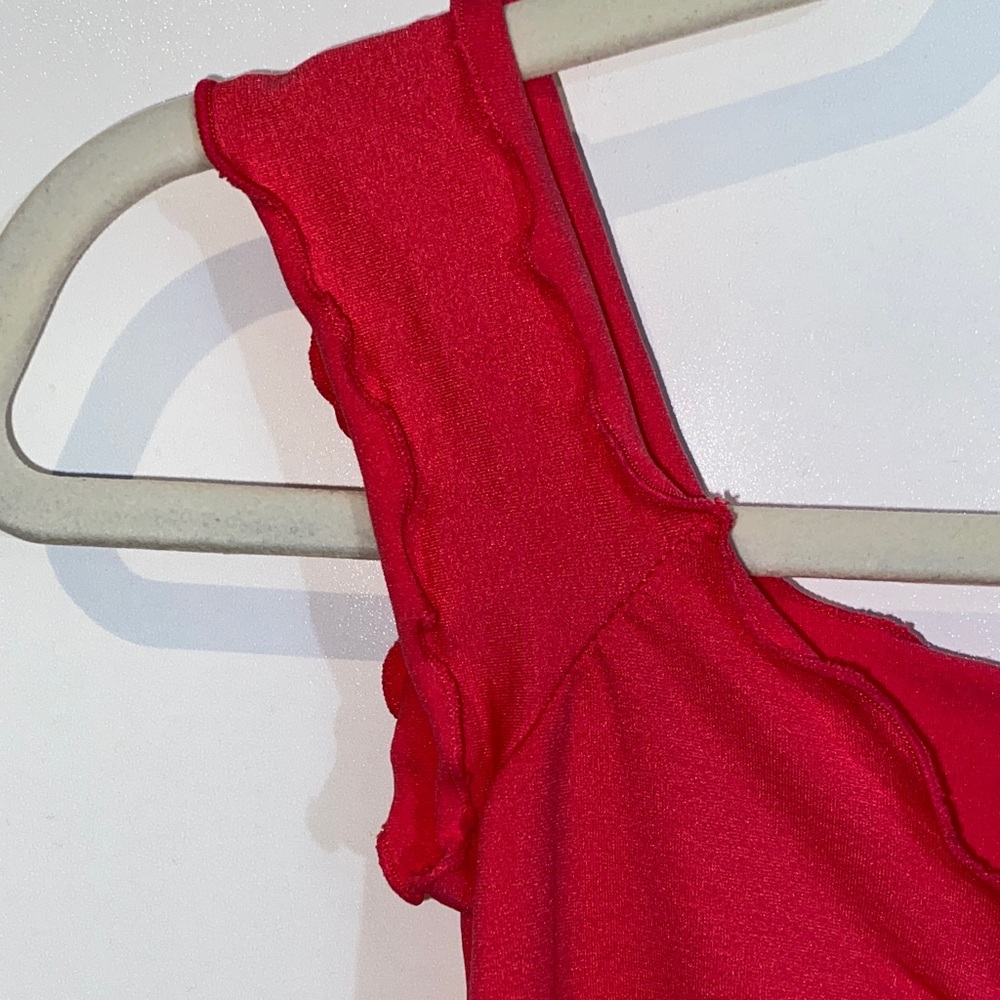 Coral Ruffled Women's Tank Top - Picture 2 of 13
